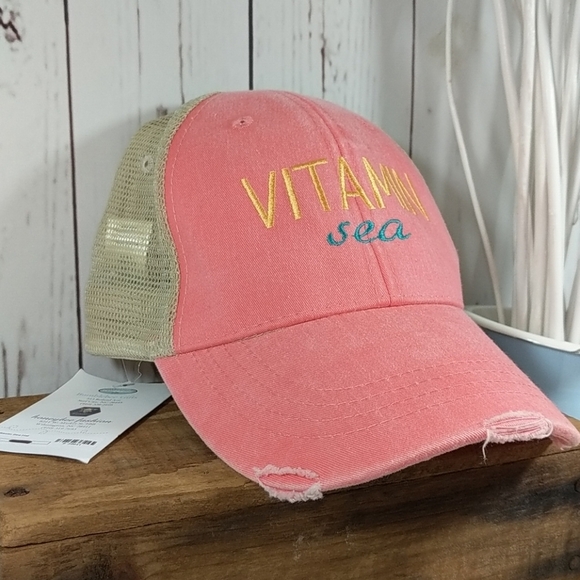 Vitamin Sea Distressed Beachy Boho Mesh Trucker‎ Beach Cap - Picture 1 of 16